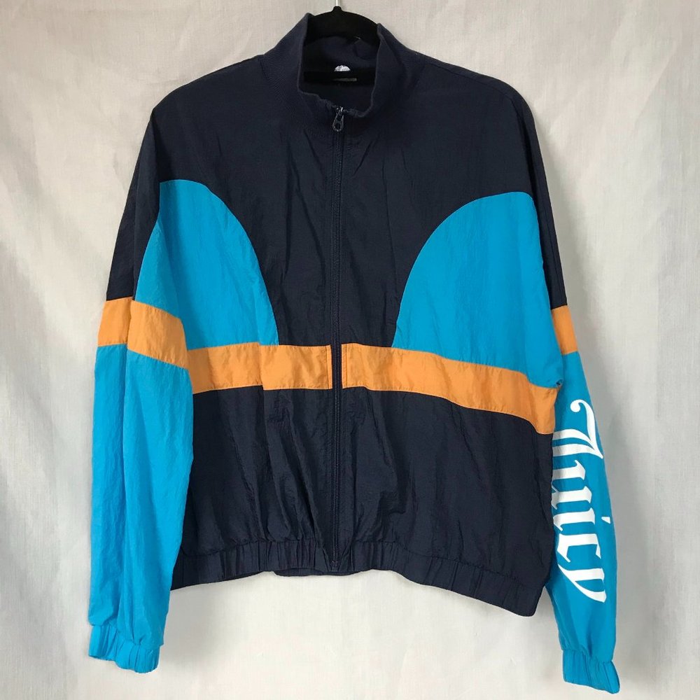 Juicy Couture Blue Graphic Bomber Windbreaker